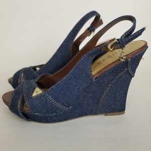 denim slingback shoes